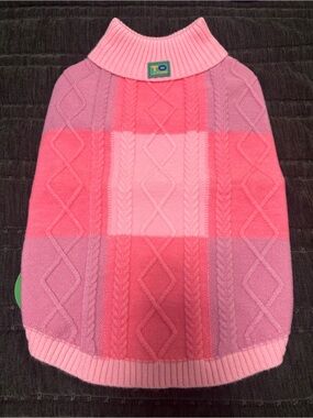 TO A TURN Pink Colorblock Cable Knit Dog Sweater | Cozy Turtleneck | NWT